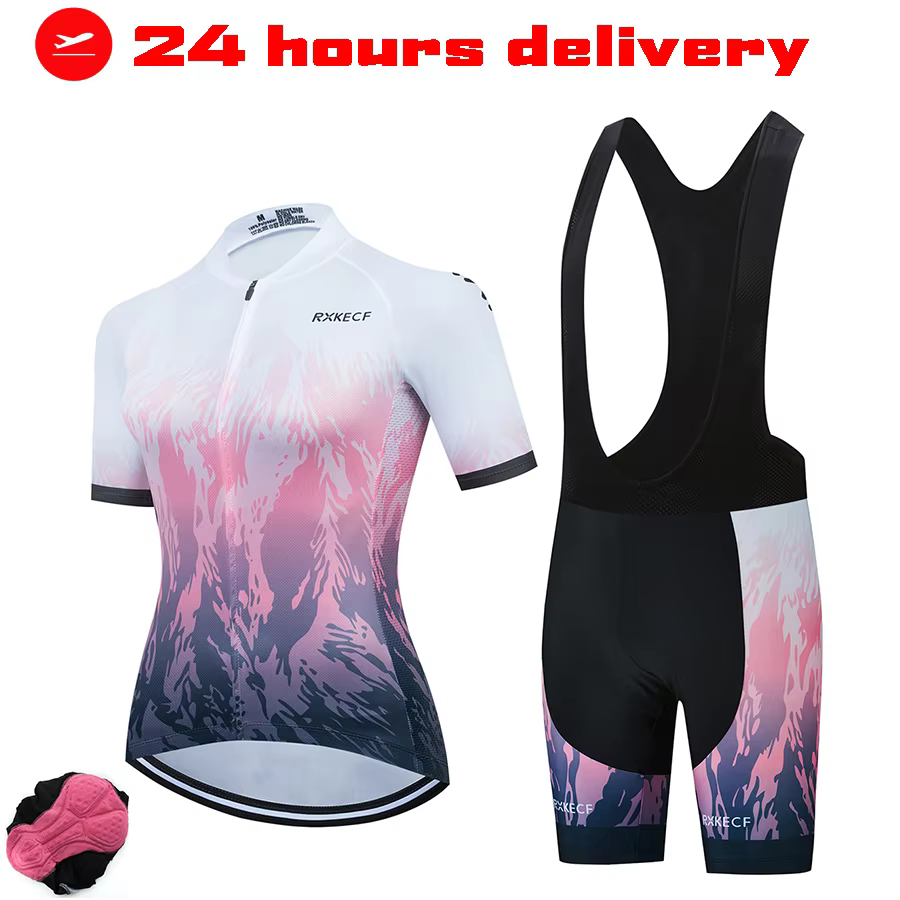 RXKECF Pro 2023 femme manches courtes cyclisme Maillot ensemble tenue de sport vélo vêtements Kit vtt
