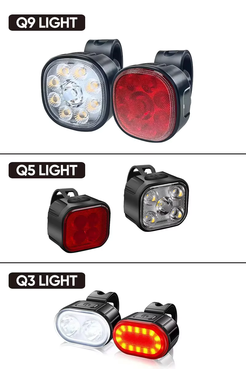 Ensemble d'éclairage de vélo puissant USB Rechargeable lampe