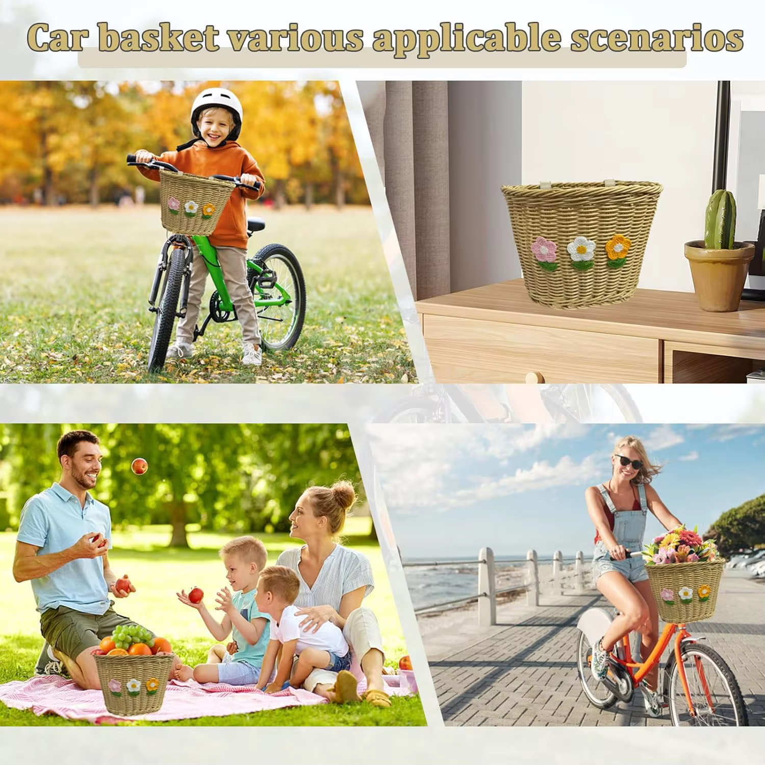 Panier de vélo pour enfants en osier
