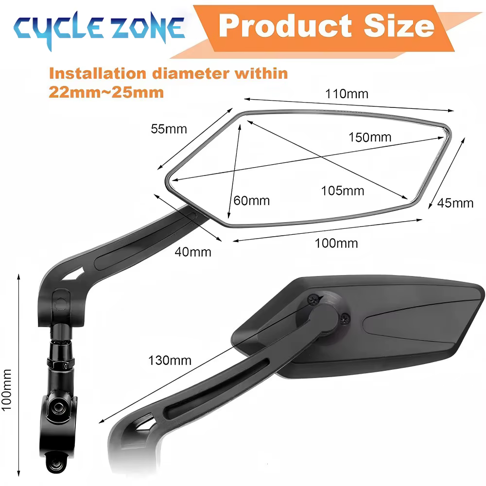 Rétroviseurs de guidon de vélo universels grand Angle 360 rotatif rétroviseur