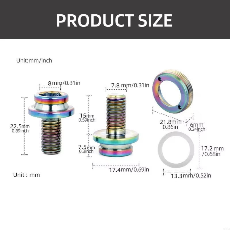 Boulons manivelle vélo 8x15mm, vis support inférieur, boulons manivelle à trou carré