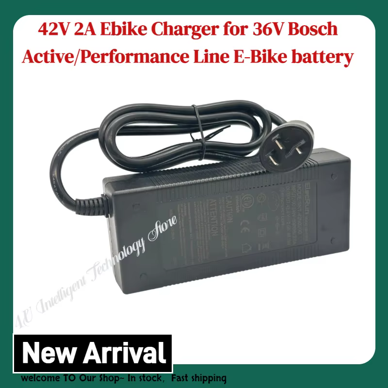 Chargeur de vélo électrique Elecrun 42V 2A compatible avec les batteries Bosch Active/Performance Line 36V pour vélos électriques