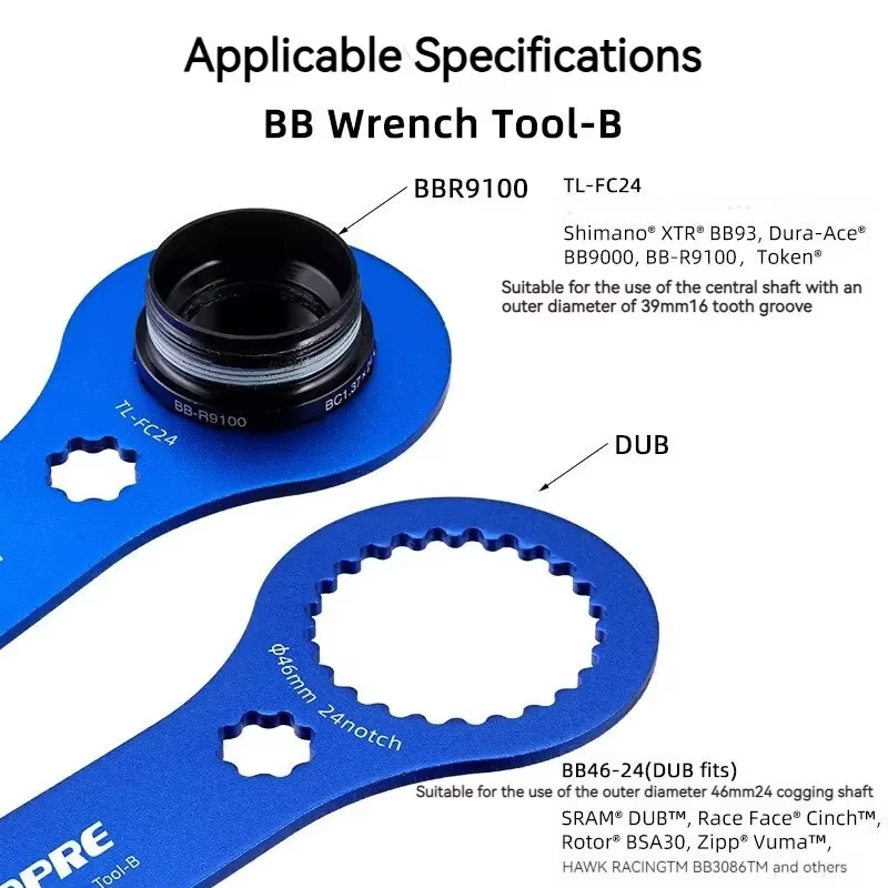Clé de montage de boîtier de pédalier de vélo DUB BB 44/46mm 16/24 encoches