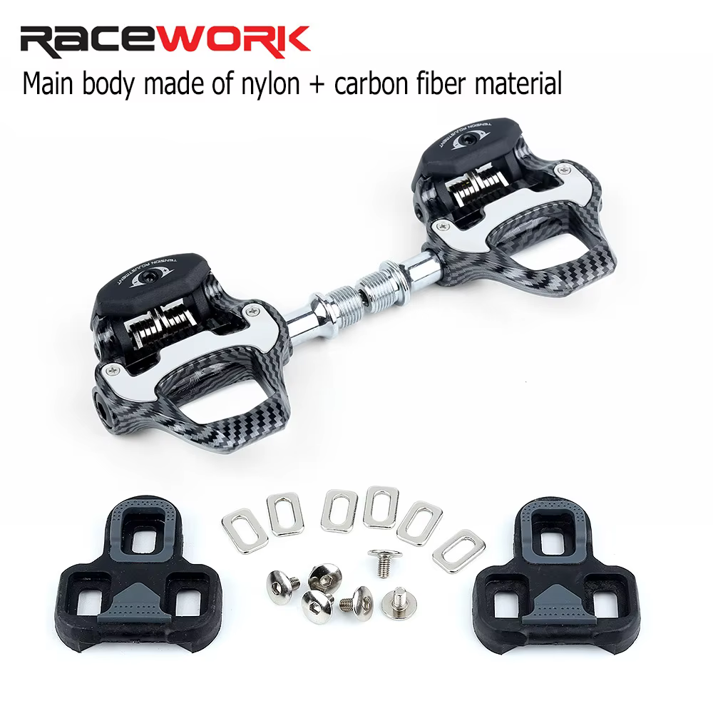 Pédales de vélo de route RACEWORK en Fiber de carbone/Nylon avec roulement en céramique