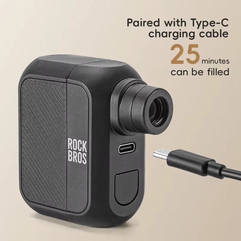 ROCKBROS Mini pompe à vélo électrique 100PSI type-c gonfleur d'air Rechargeable