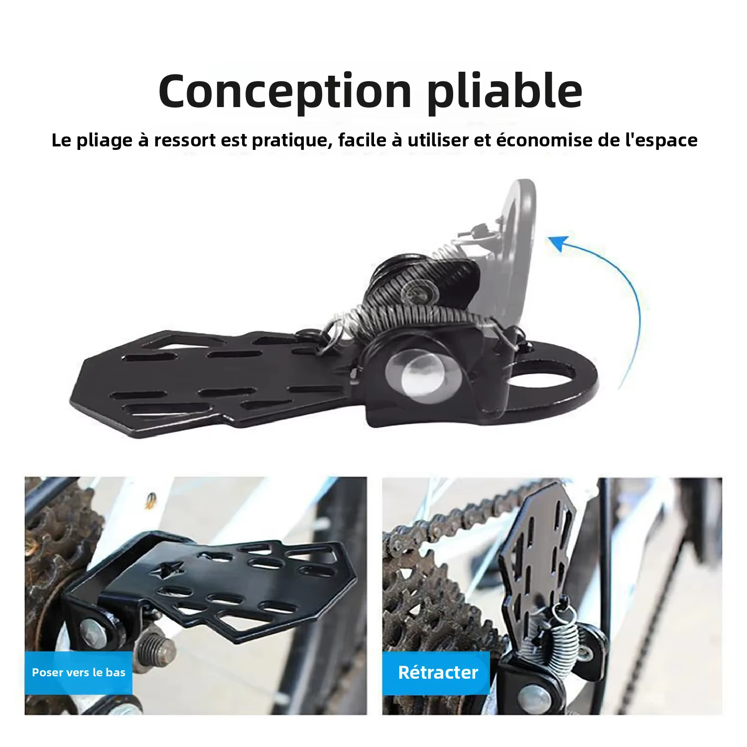 Repose-pieds de moto pliable pour vélo