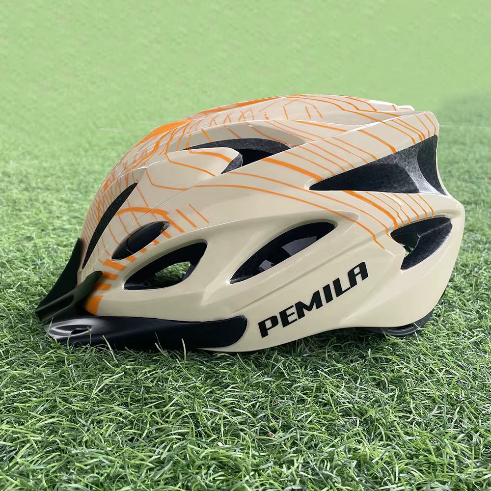 Casque de vélo de montagne ultraléger à rayures avec pare-soleil