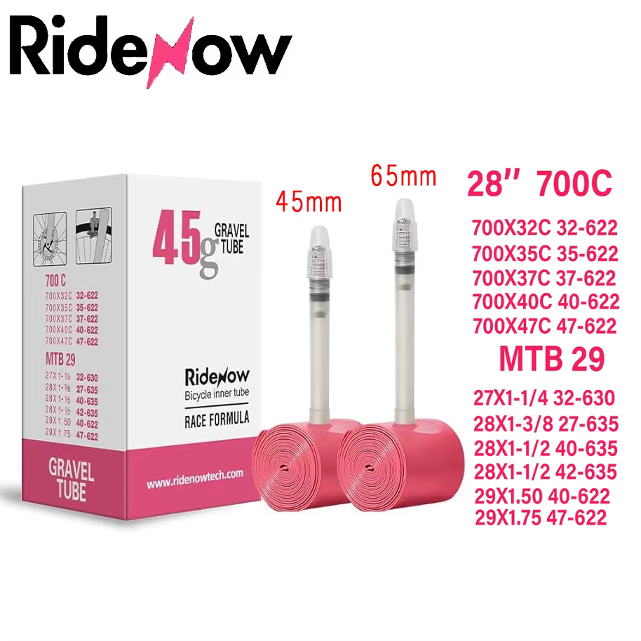 Ridenow chambre à air de vélo ultralégère pour gravier 28 ''700c 32c-47c vtt 29''