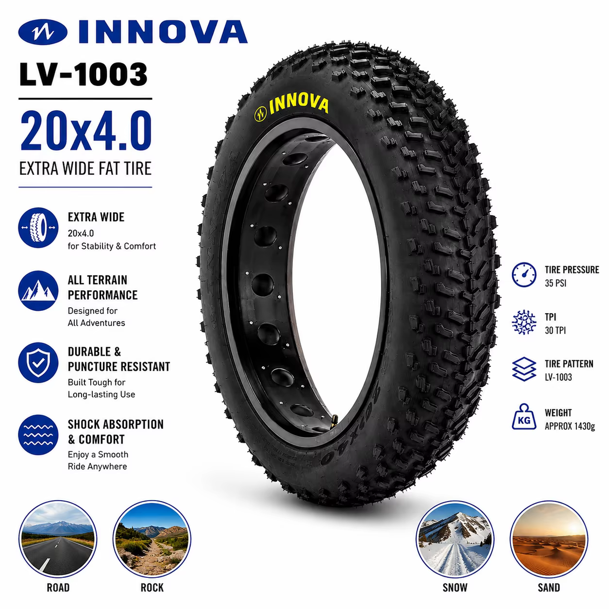 Pneu de vélo INNOVA LV-1003 20x4.0 pour VTT