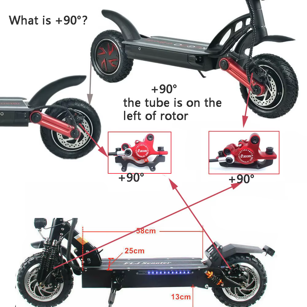 Zoom vélo Scooter électrique mise hors tension contrôle huile hydraulique étrier de frein à disque 2200 2000 1000mm pour zéro kaabo KUGOO e-bike