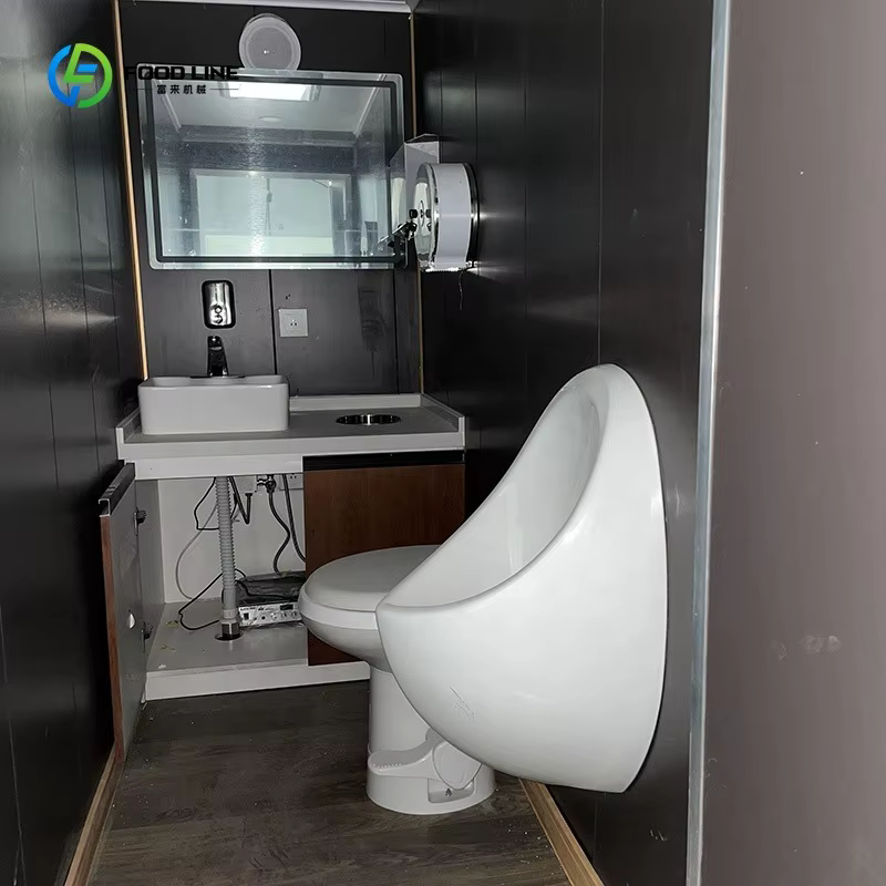 Cabine de douche et toilettes de luxe pour l'extérieur avec équipements de salle de bain mobiles pour le camping et les événements, remorque sanitaire