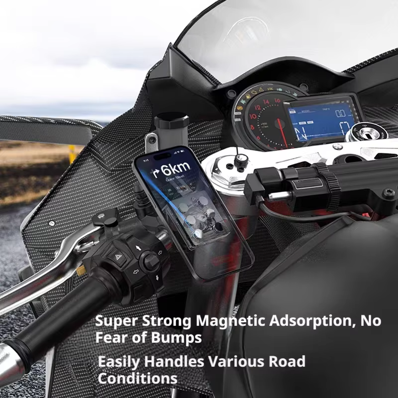 SEAMETAL – support de téléphone magnétique pour guidon de moto