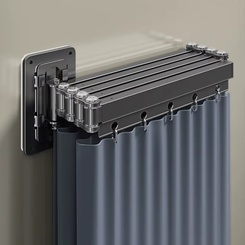 Ensemble de rideaux de douche pliables en polyester imperméable, cloison invisible rétractable pour la séparation des zones sèches et humides dans la salle de bain