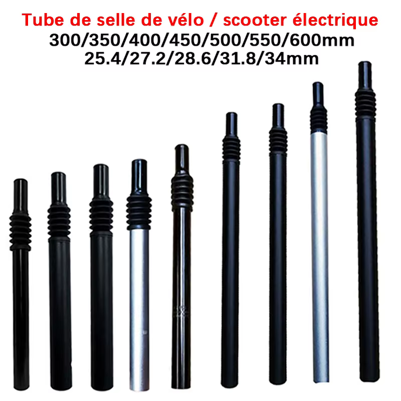 Tige de selle d'amortissement de vélo électrique 25.4 27.2 28.6 31.8 33.9 34mm 300 350 500 550 600mm