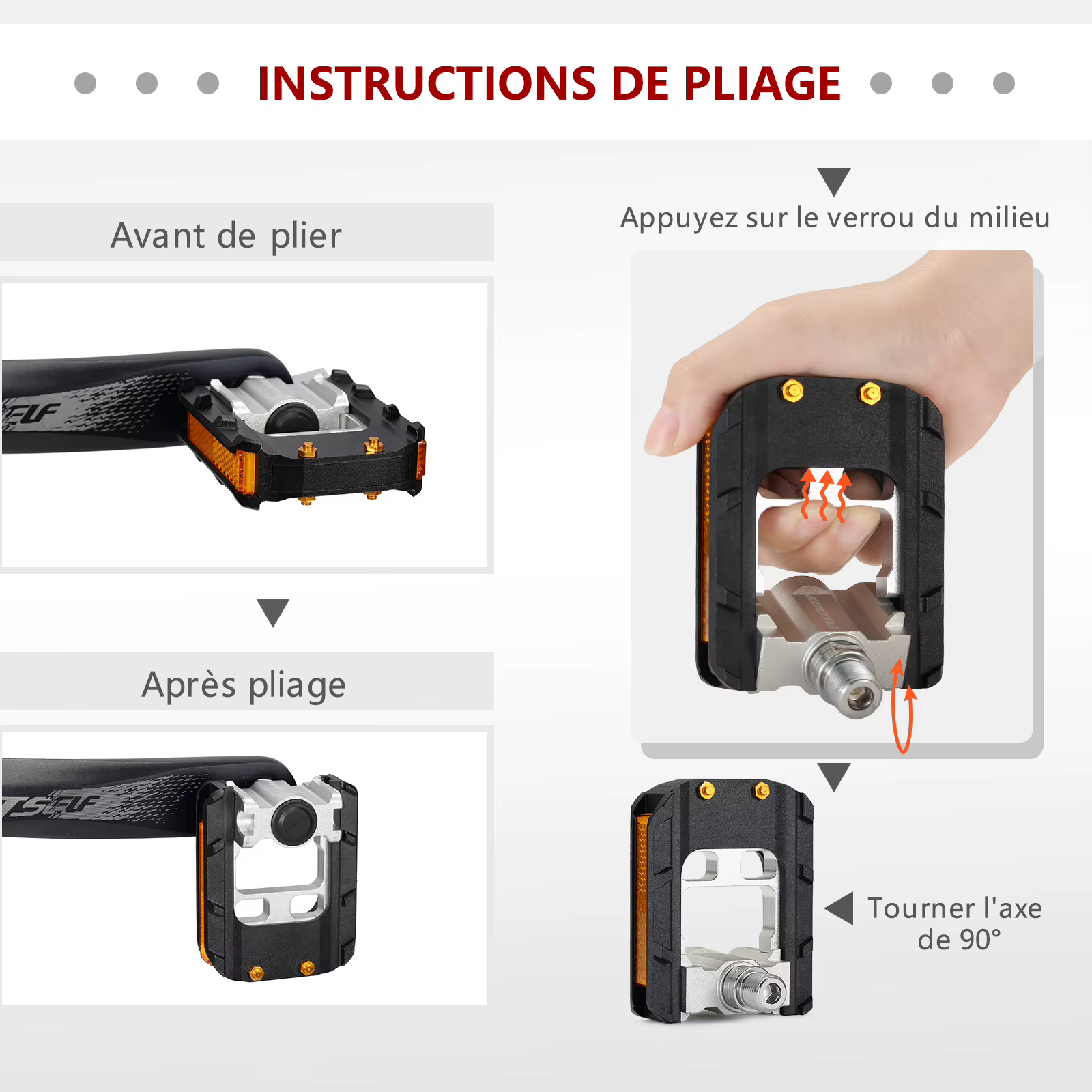 SAVA-Pédale de vélo pliable coordonnante, accessoires de vélo universels, 9/16