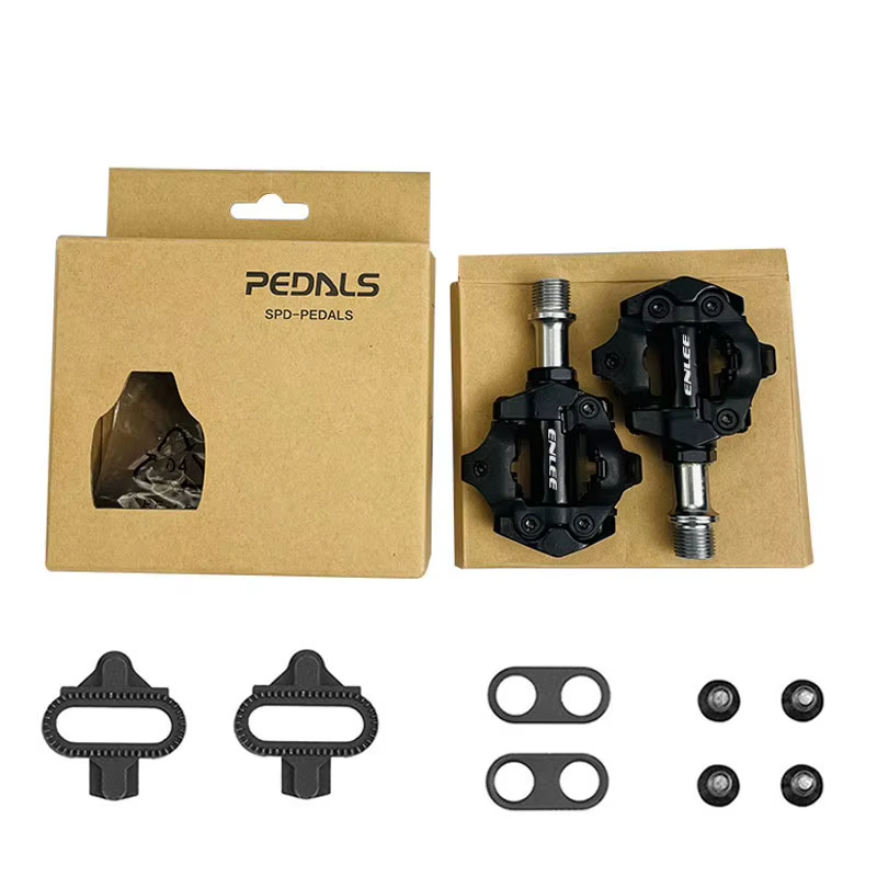 ENLEE pédale de verrouillage de vélo 1 avec taquet gratuit pour système SPD vtt route aluminium anti-dérapant roulement