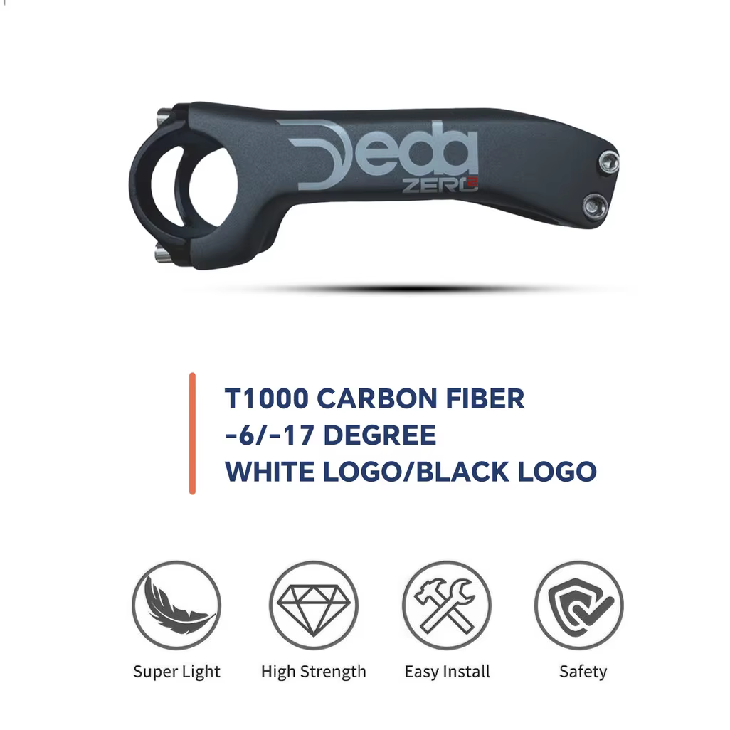 Nouveau logo JEDA noir/blanc 6 ° /17 ° Tige de vélo coudée 31.8 * 70-130mm pour VTT et vélo de route, en carbone intégral T1000, Pièces de vélo
