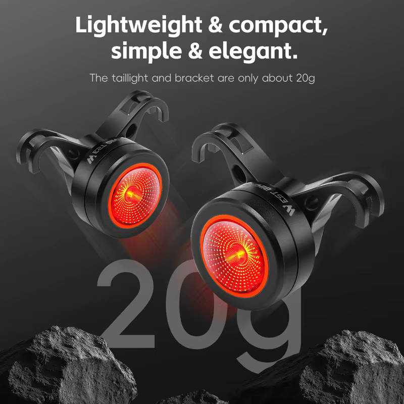 Feu arrière de vélo intelligent WEST BIKING à détection automatique