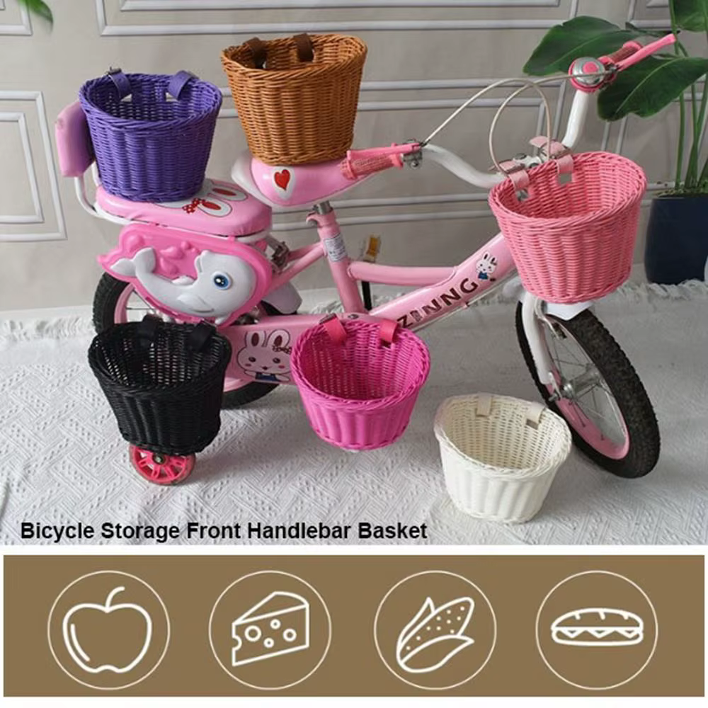Nouveau panier de vélo en rotin et osier pour enfants avec ceinture