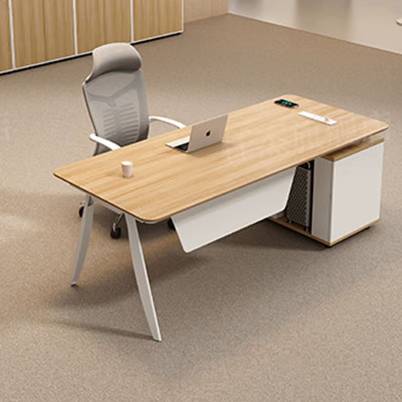 Bureau d'étude en bois moderne, design luxueux et gain de place, pour ordinateur, esthétique, mobilier de bureau sûr et élégant