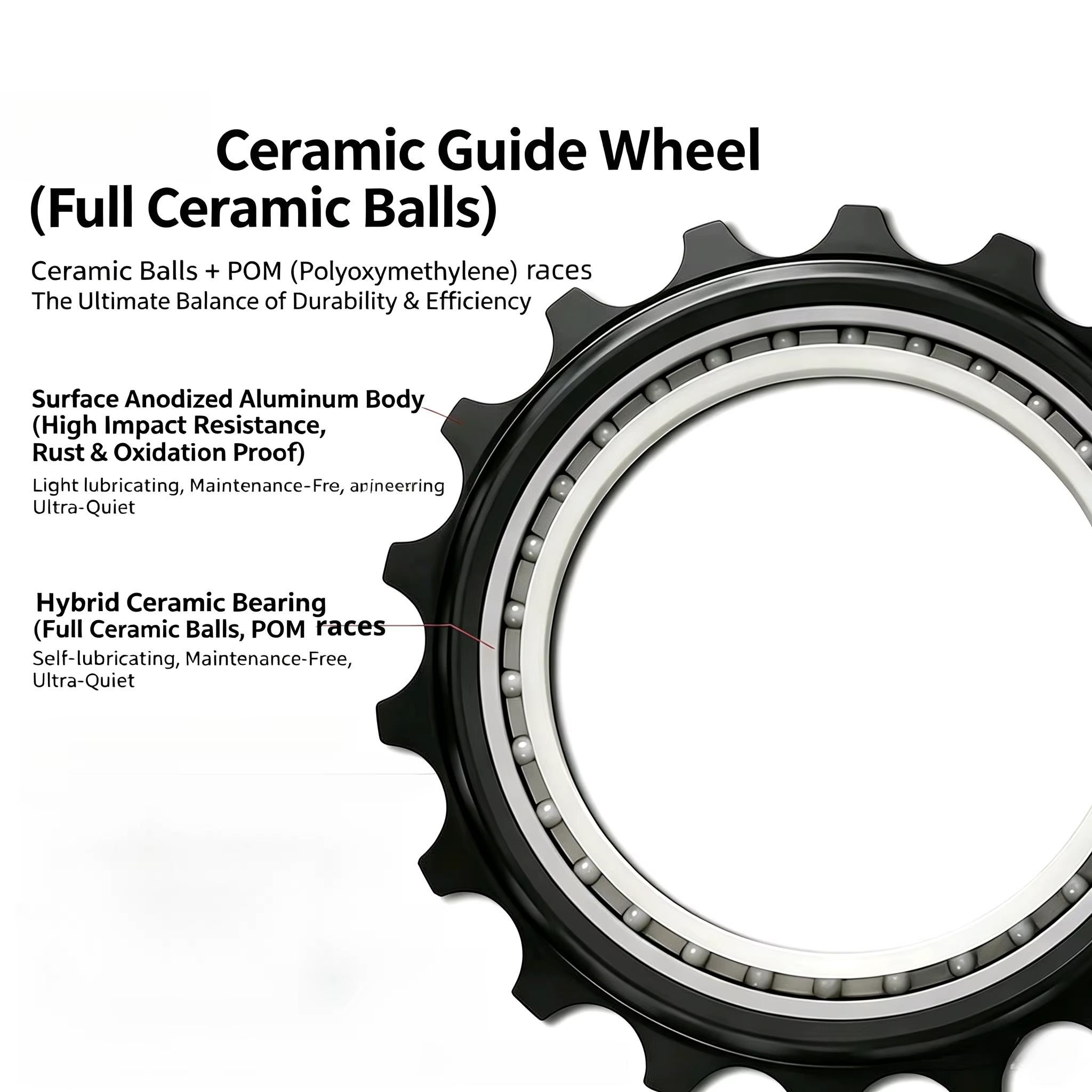 Poulie creuse 18T avec roulement céramique pour dérailleur arrière de vélo de route R8000 R7000 L-TWOO ERX ER9 R9 R7
