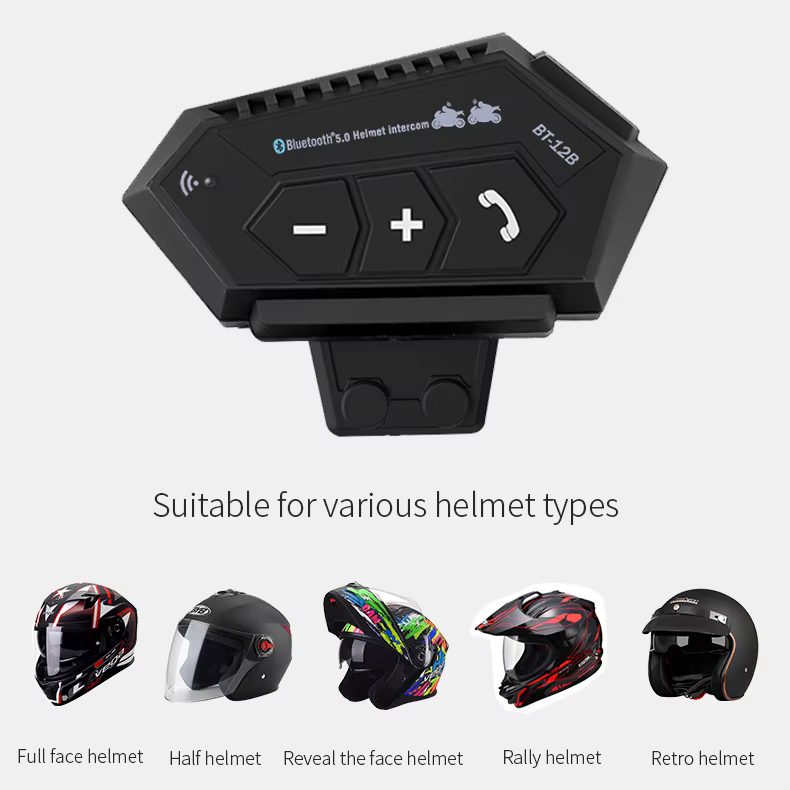 Casque de moto casque Bluetooth écouteur sans fil mains libres micro casque lecteur de musique commande vocale pour motocycliste