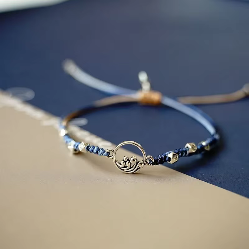 Bracelet de couple Léon Day pour femme et homme, design original, montagnes et rivières, travail manuel assressenti, bracelet réglable, bijoux