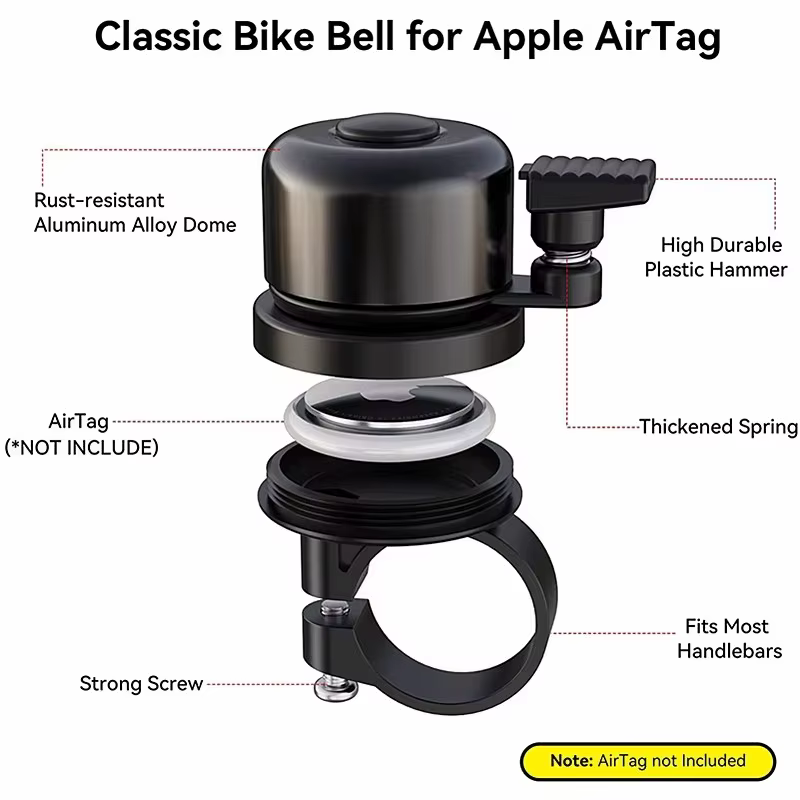 Sonnette de vélo avec support AirTag caché