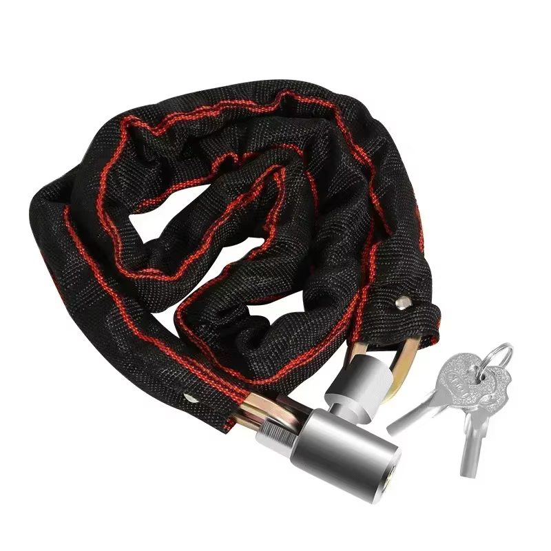 Antivol de vélo extra long et épaissi, chaîne antivol en nylon pour véhicules électriques 360 ° Verrou de vélo de montagne à protection rotative