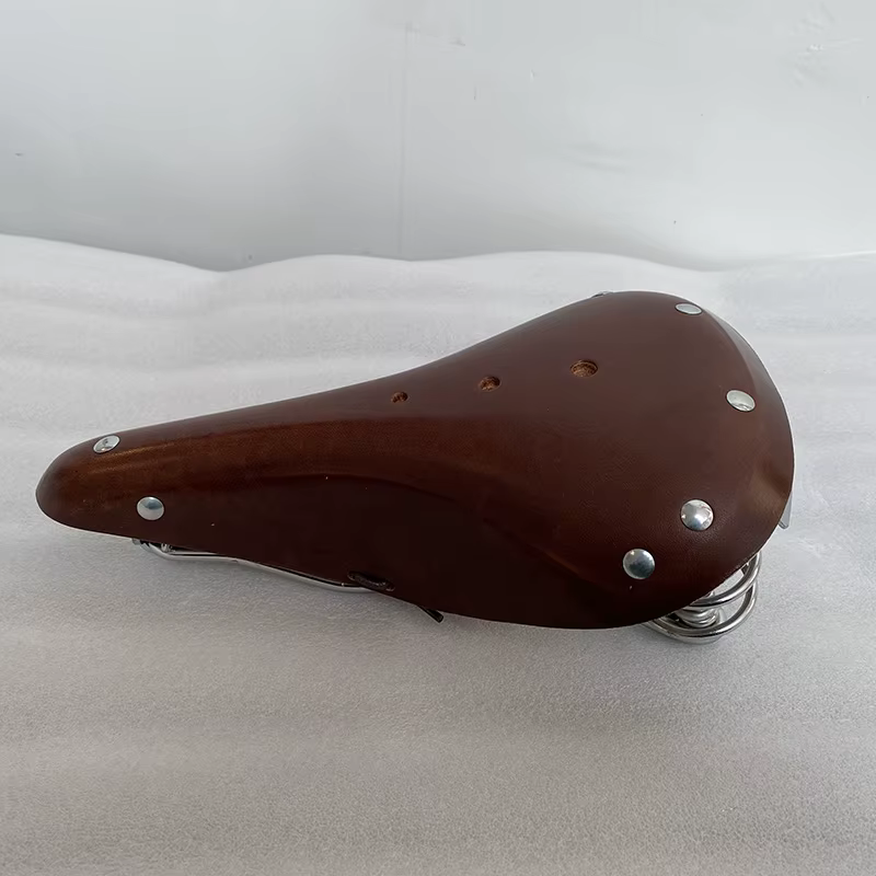 Selle de vélo rétro en cuir respirant et confortable, coussin de cyclisme vintage pour vélos à tube de selle double, VTT