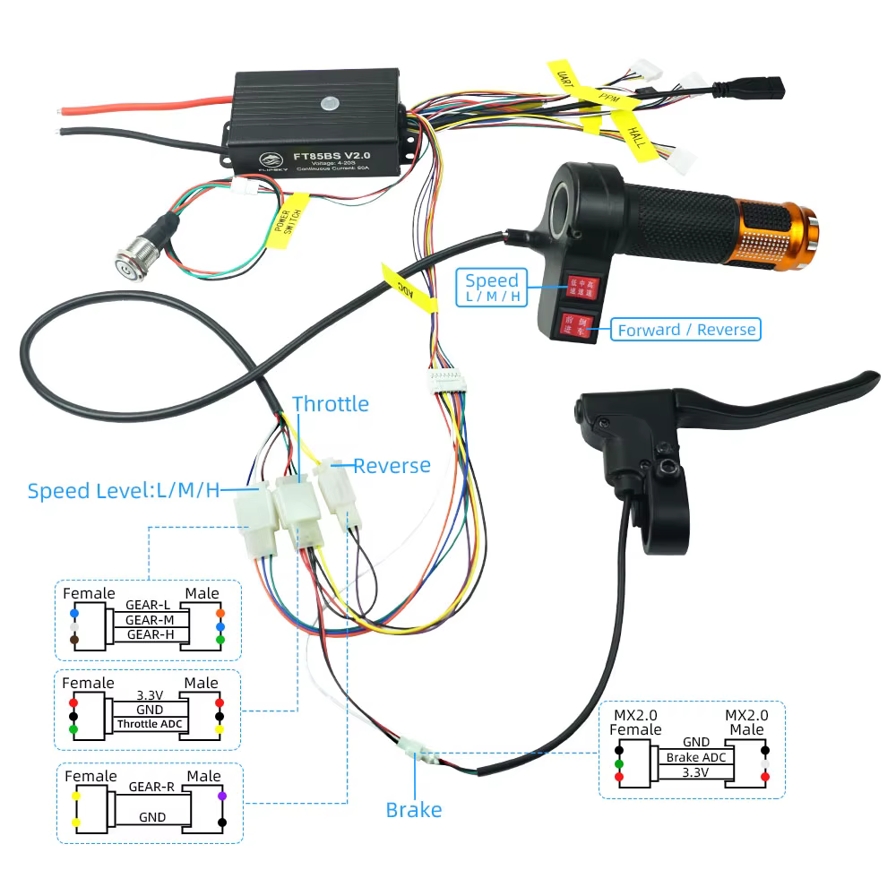 FLIPSKY FT85BS V2.0 ESC avec boîtier en aluminium NON-VESC pour planche à roulettes électrique/scooter/Ebike contrôleur de vitesse/moto/robotique