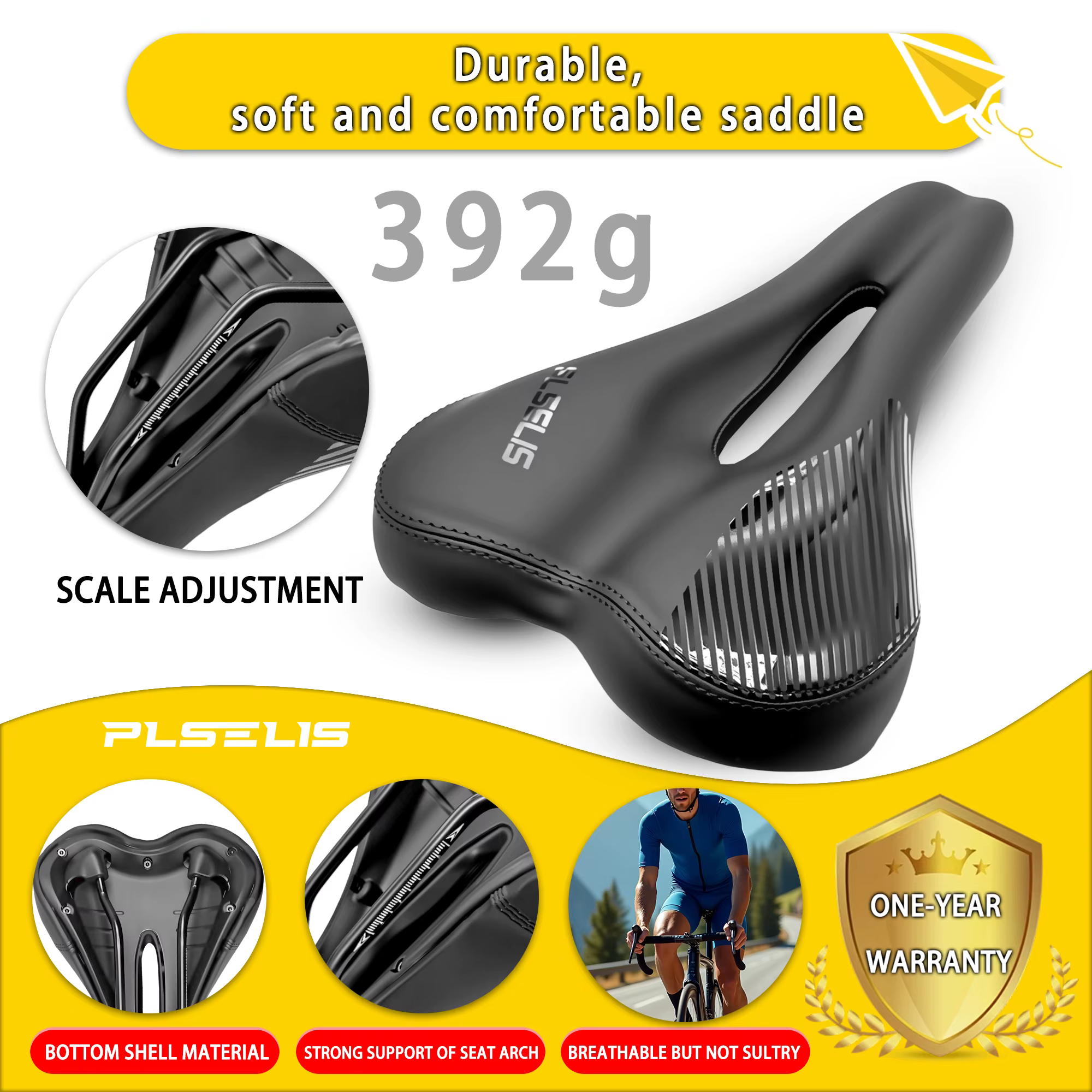 Plselis épais doux selle de vélo VTT coussin de siège imperméable Durable