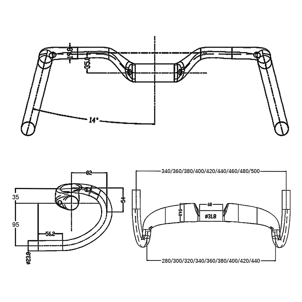 2024 nouveau gravier 14 degrés poignée de vélo en fibre de carbone T1000 guidon