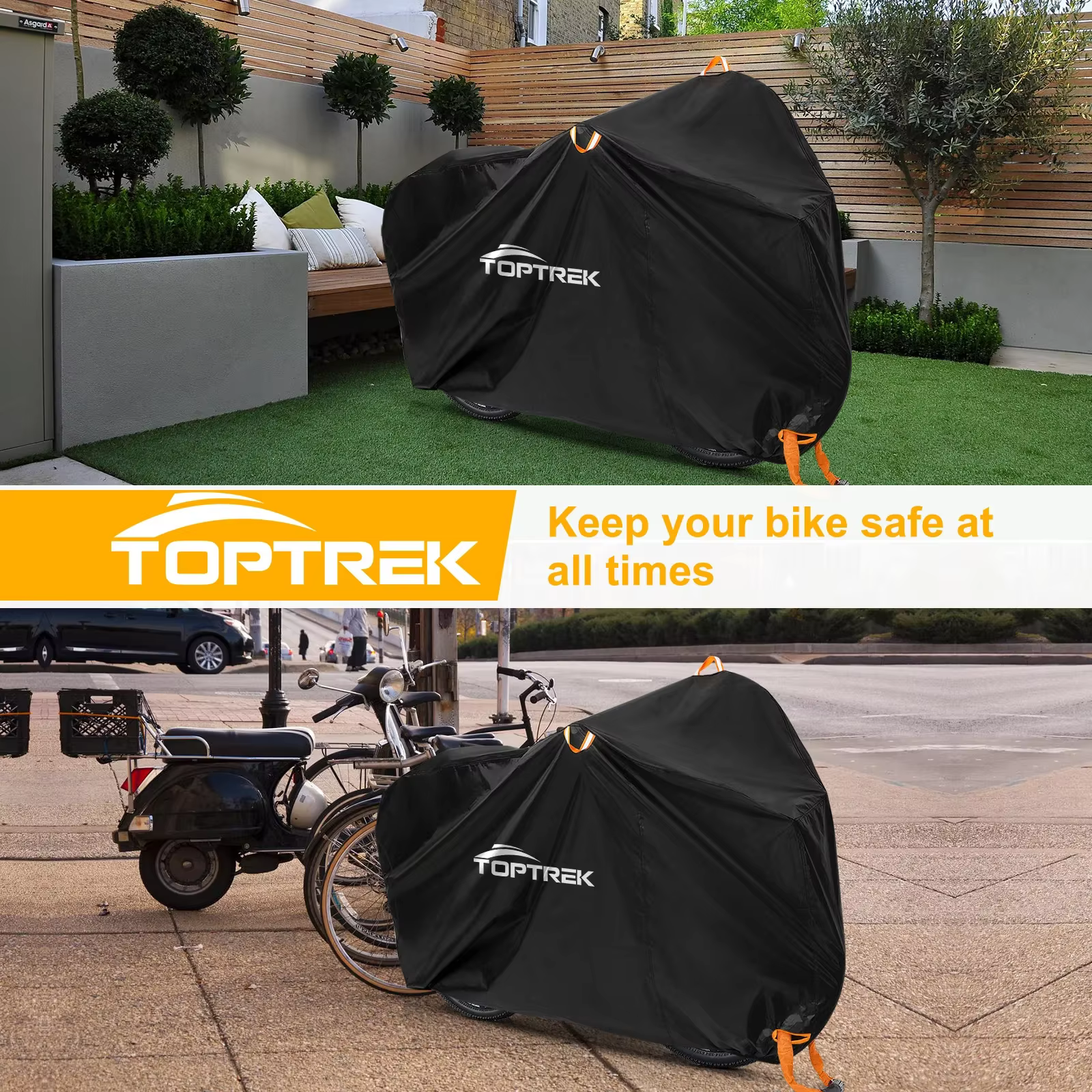Toptrek housse de vélo stockage extérieur étanche Anti-UV 210D Oxford couvertures de haute qualité pour vélos pluie neige poussière protection