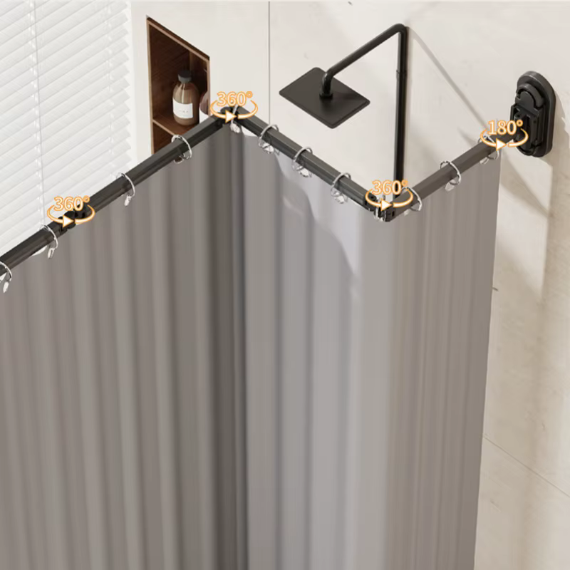 Ensemble de rideaux de douche pliables sans perçage à ventouses, cloison de douche invisible, séparation sec-humide pour salle de bain, étanche et rétractable