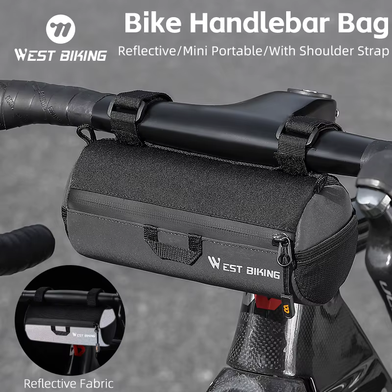 WEST BIKING-Sac de guidon de vélo portable avec bande élastique
