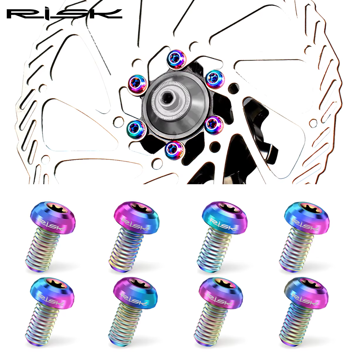 Risque 12 pièces M5 * 10MM vélo frein à disque Rotor boulons de fixation TC4 titane
