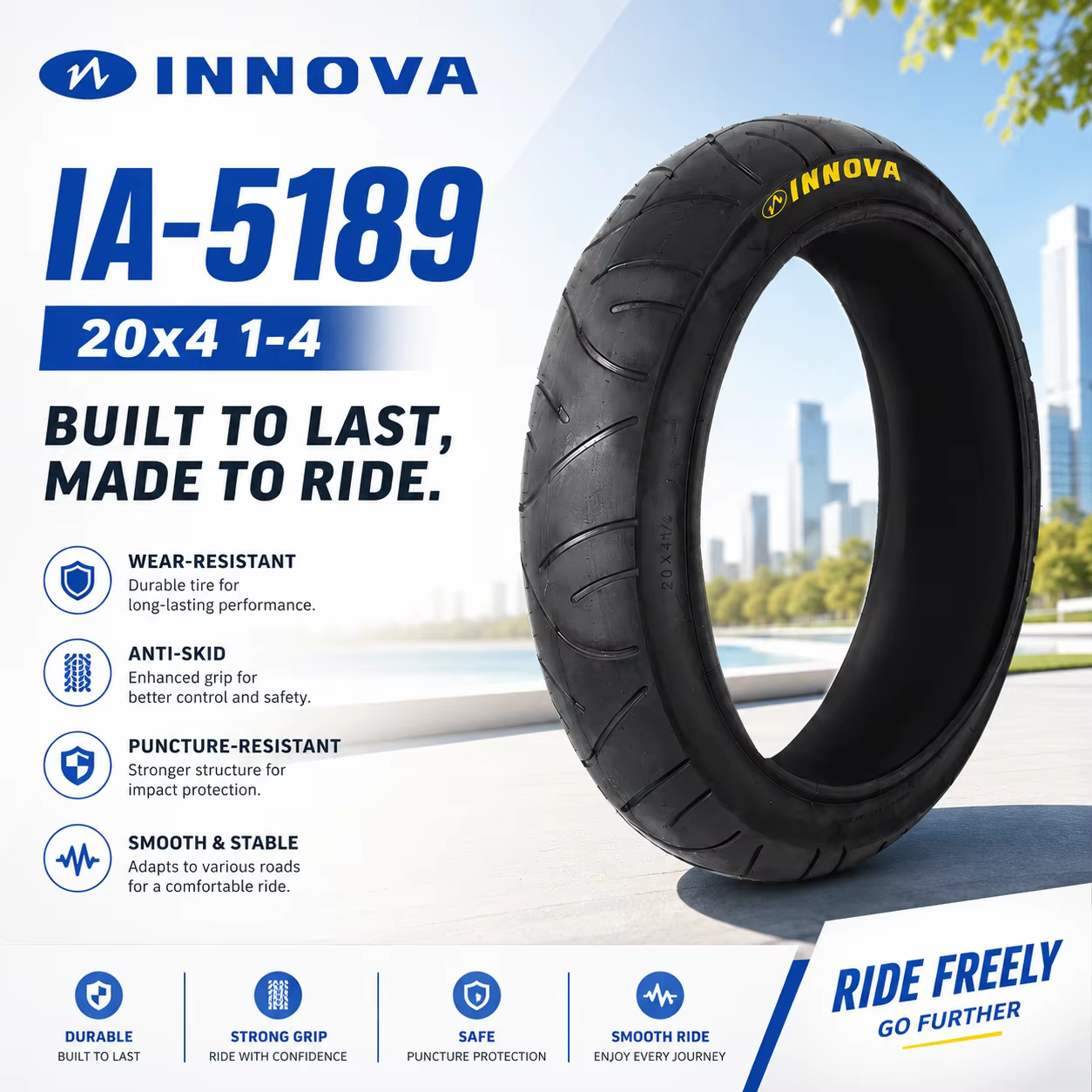 INNOVA pneu de vélo électrique 20x4.0 1/4 fil