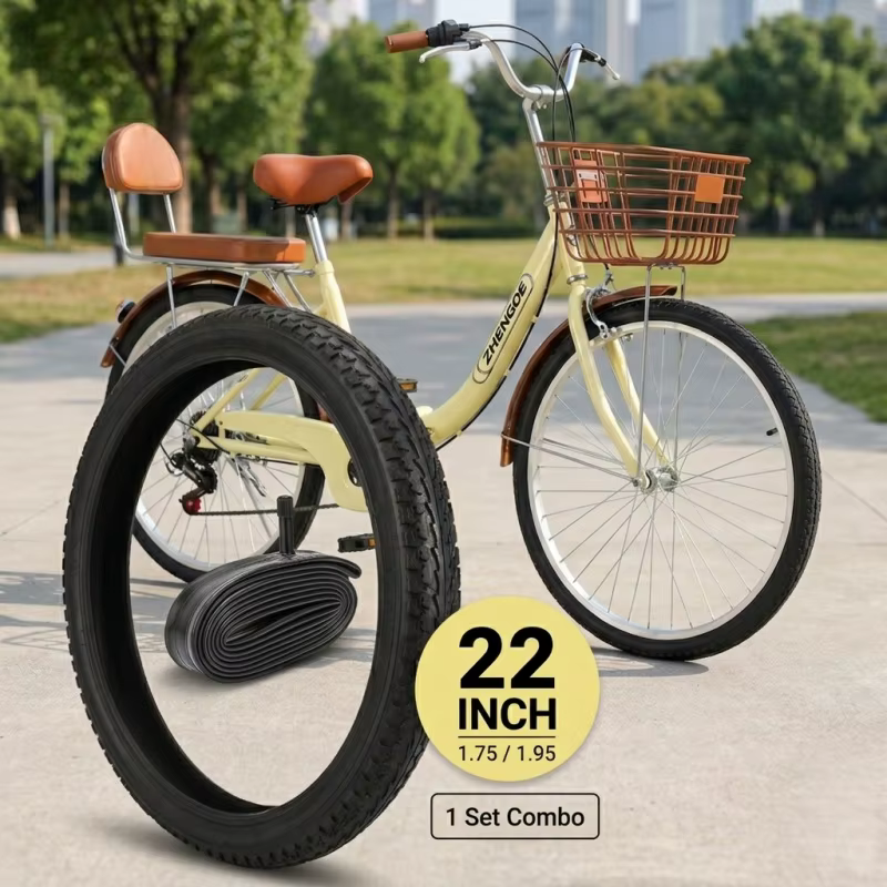 Ensemble de pneus et chambres à air pour vélo 22x1.95 22x1.75