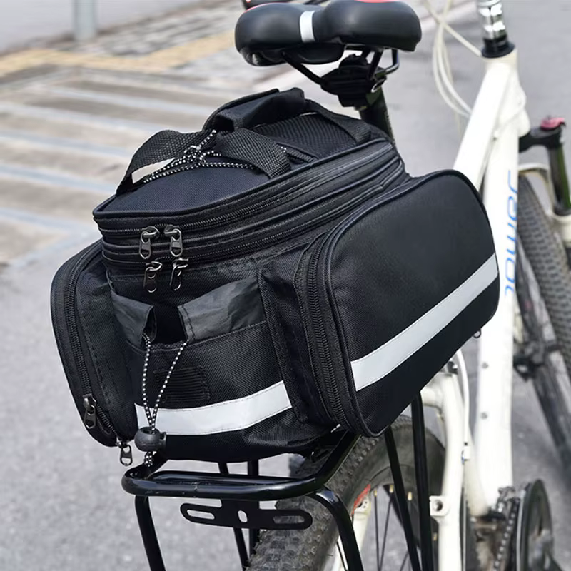 Sac de sacoche de vélo de grande capacité, sac d'étagère arrière de vélo de montagne, sac de rangement étanche pour bagages, sac de selle avec bande réfléchissante