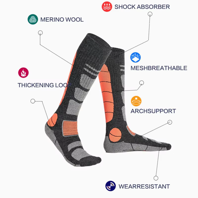 Chaussettes de cyclisme d'hiver mérinos sport Snowboard laine Ski randonnée Ski bas hommes femmes genou haute chaussette thermique