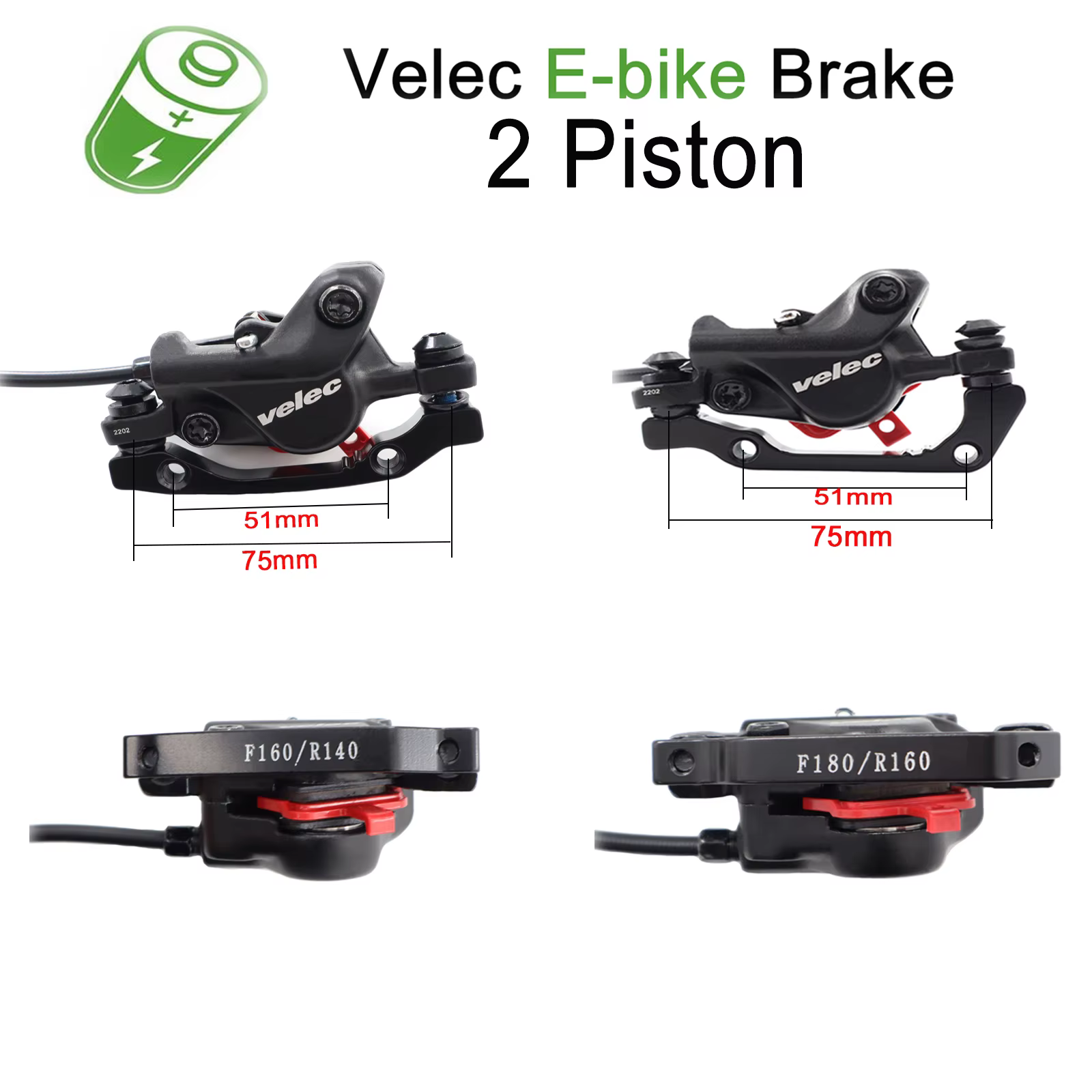 Ensemble de freins à disque hydrauliques Velec EBike pour vélo