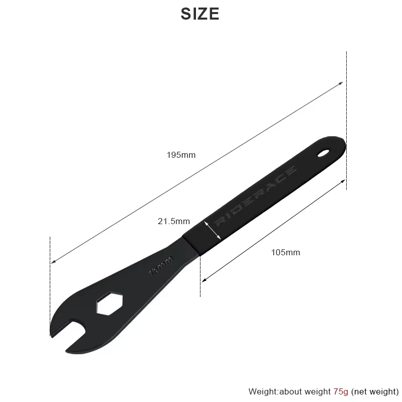 RIDERACE clé à pédale de vélo 15mm Durable pour moyeux de VTT vtt installer clé de retrait outils de réparation de cyclisme sur route