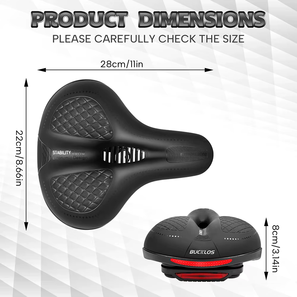 BUCKLOS Selle de vélo avec grand coussin léger et large