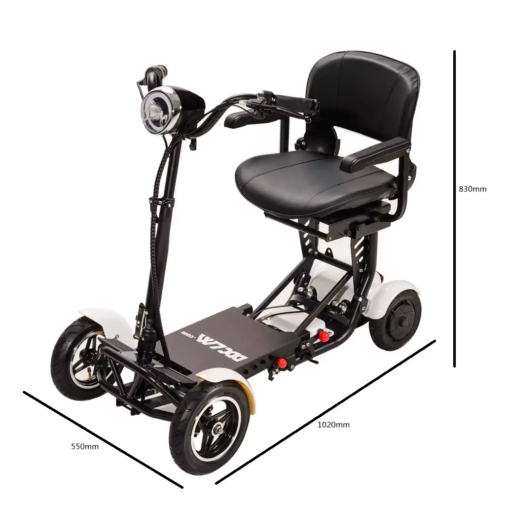 Trottinette électrique pliable à quatre roues pour personnes âgées