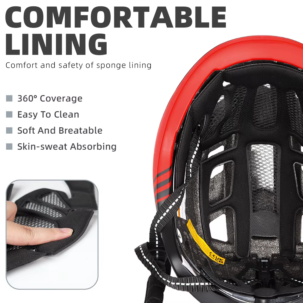 Casque de vélo avec feu arrière LED et pare-soleil pour homme et femme