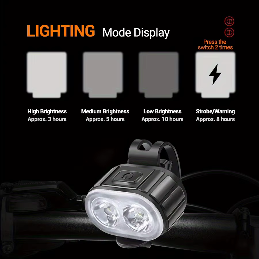 Kit d'éclairage avant et arrière pour vélo IPX6 - Éclairage LED multifonctionnel rechargeable