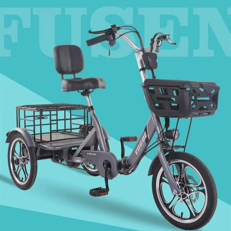 Tricycle électrique Cargo pliant longue portée avec panier tout Terrain adulte pour la famille 400W vélo