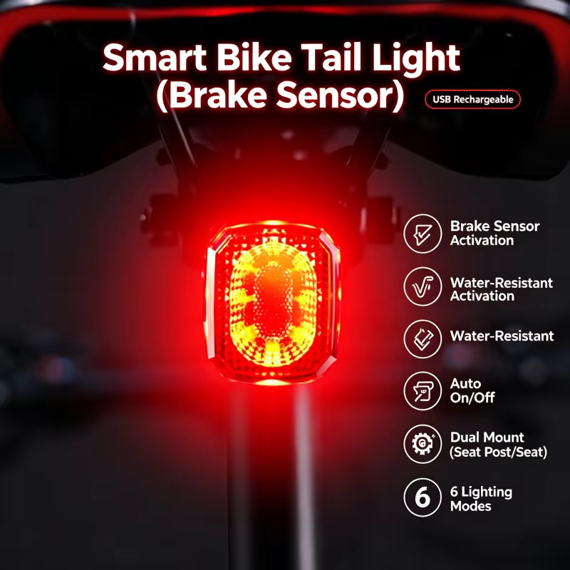Feu arrière de vélo intelligent avec capteur de freinage