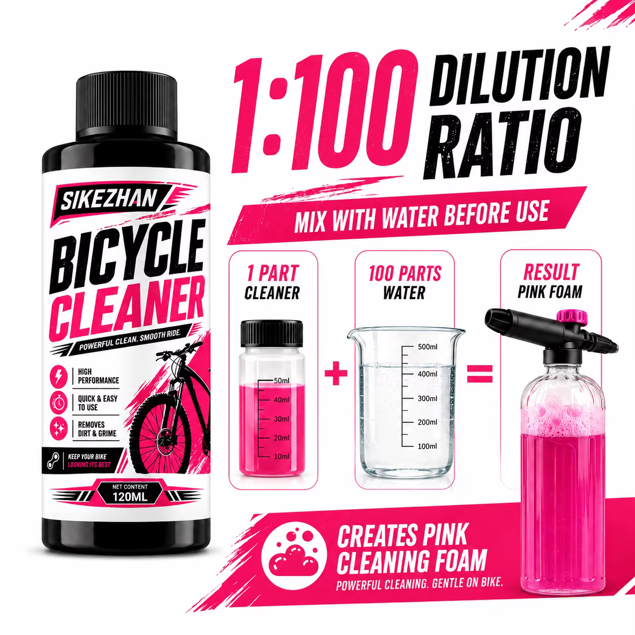 Nettoyant pour transmission de vélo 100 ml, liquide de nettoyage et d'entretien de chaîne de vélo, dégraissant en spray, nettoyant pour chaîne de vélo, dégraissant pour vélo